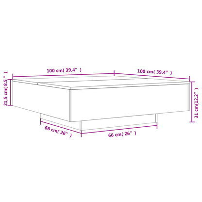 Table basse noir 100x100x31 cm bois d'ingénierie