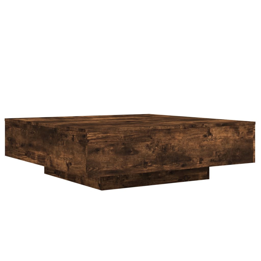 Table basse chêne fumé 100x100x31 cm bois d'ingénierie