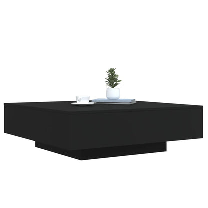 Table basse avec lumières LED noir 100x100x31 cm