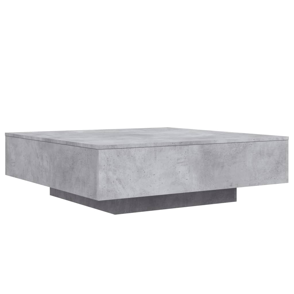 Table basse avec lumières LED gris béton 100x100x31 cm