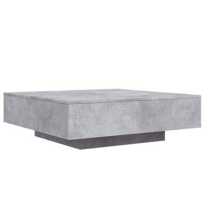 Table basse avec lumières LED gris béton 100x100x31 cm