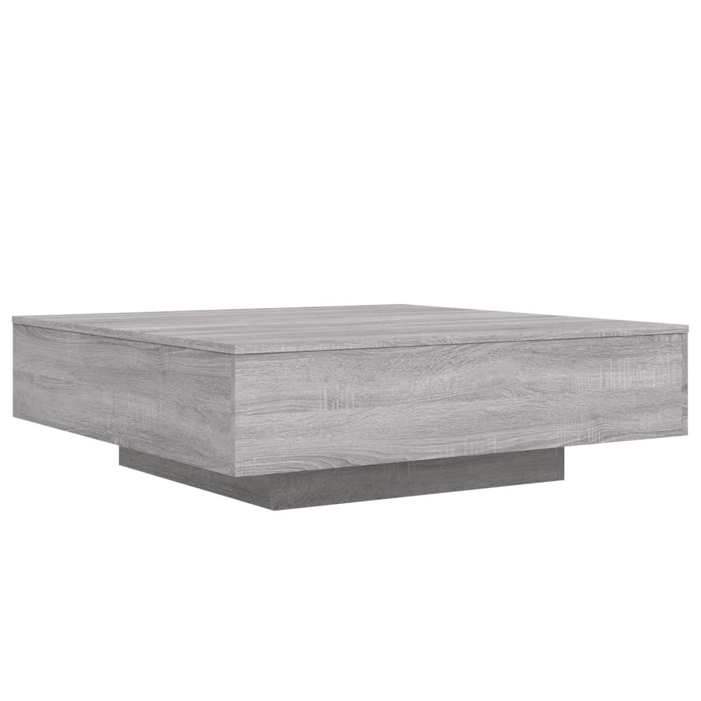 Table basse avec lumières LED sonoma gris 100x100x31 cm