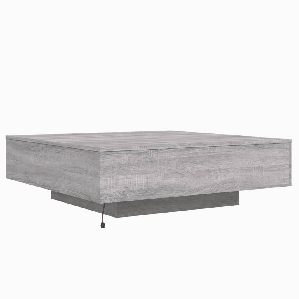 Table basse avec lumières LED sonoma gris 100x100x31 cm