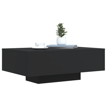 Table basse avec lumières LED noir 85x55x31 cm