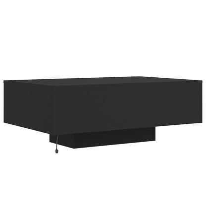 Table basse avec lumières LED noir 85x55x31 cm