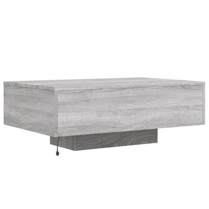 Table basse avec lumières LED sonoma gris 85x55x31 cm