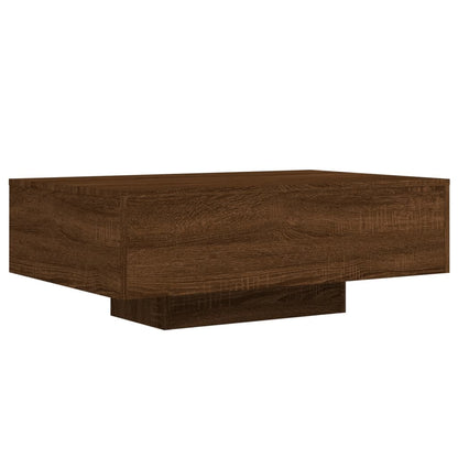 Table basse avec lumières LED chêne marron 85x55x31 cm