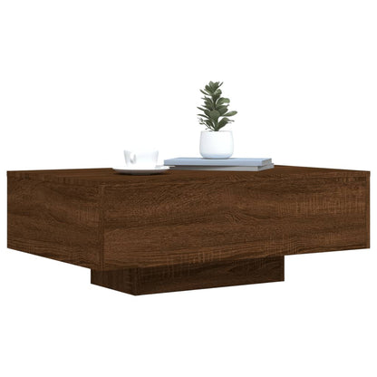 Table basse avec lumières LED chêne marron 85x55x31 cm