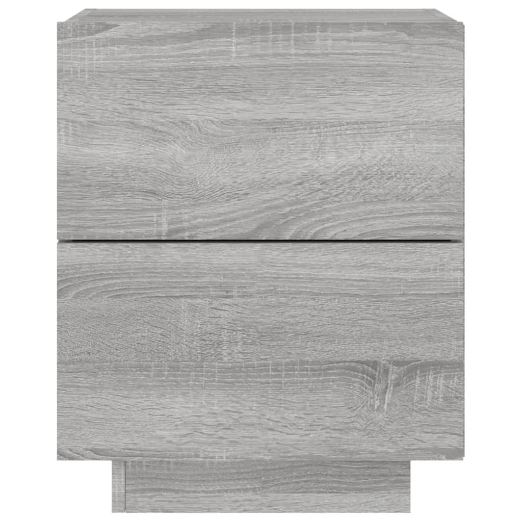 Armoire de chevet et lumières LED sonoma gris bois d'ingénierie