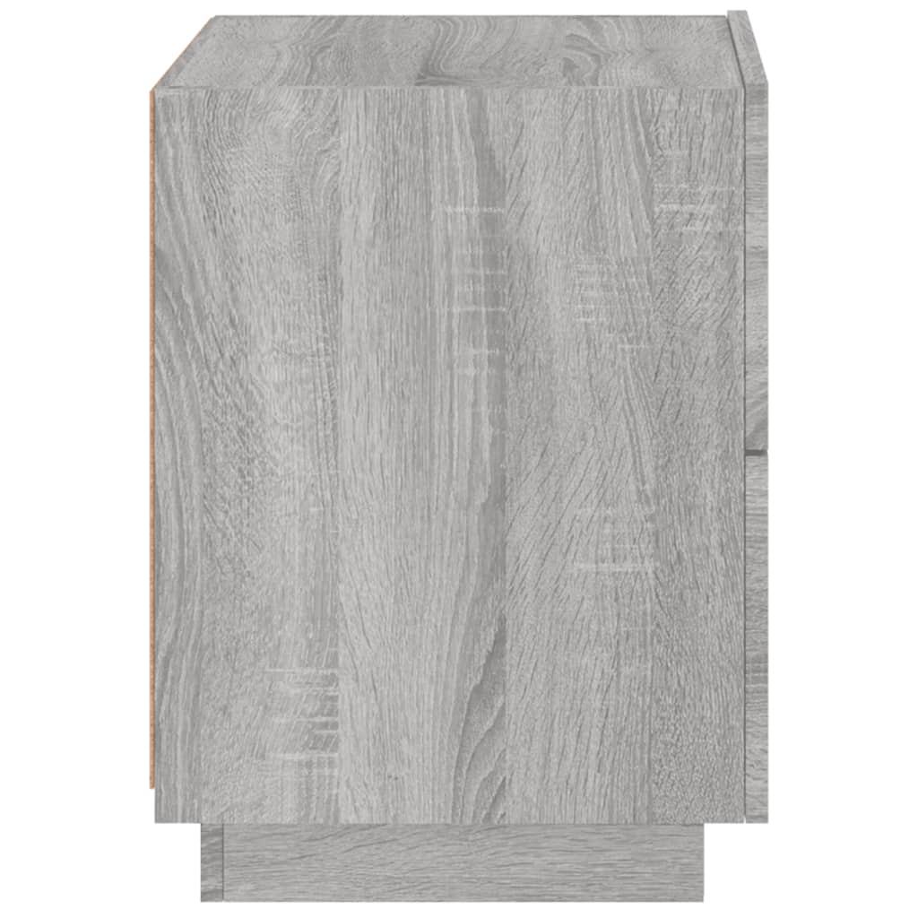 Armoire de chevet et lumières LED sonoma gris bois d'ingénierie