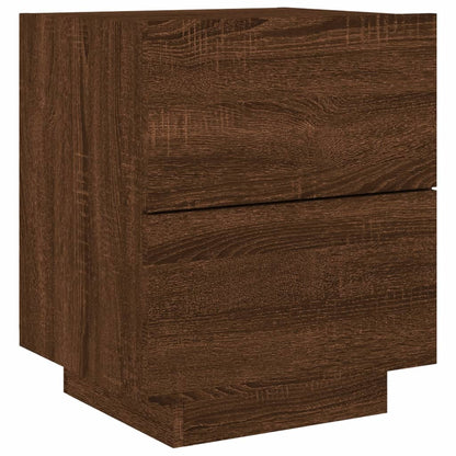 Armoire de chevet et lumières LED chêne marron bois ingénierie