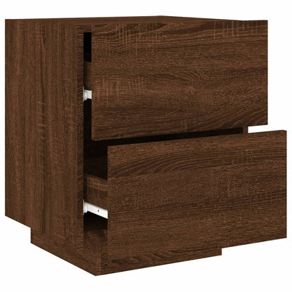 Armoire de chevet et lumières LED chêne marron bois ingénierie