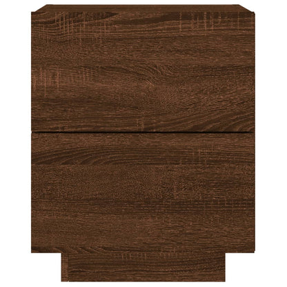 Armoire de chevet et lumières LED chêne marron bois ingénierie