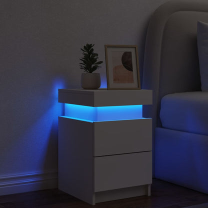 Table de chevet avec lumières LED blanc 35x39x55 cm