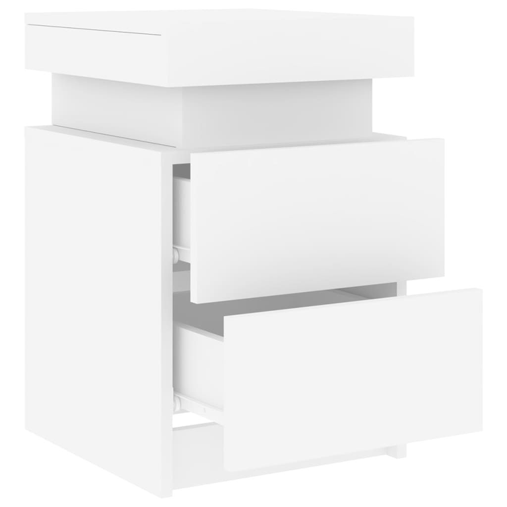 Tables de chevet avec lumières LED 2 pcs blanc 35x39x55 cm