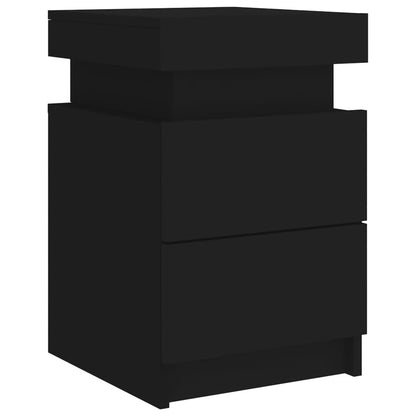 Tables de chevet avec lumières LED 2 pcs noir 35x39x55 cm