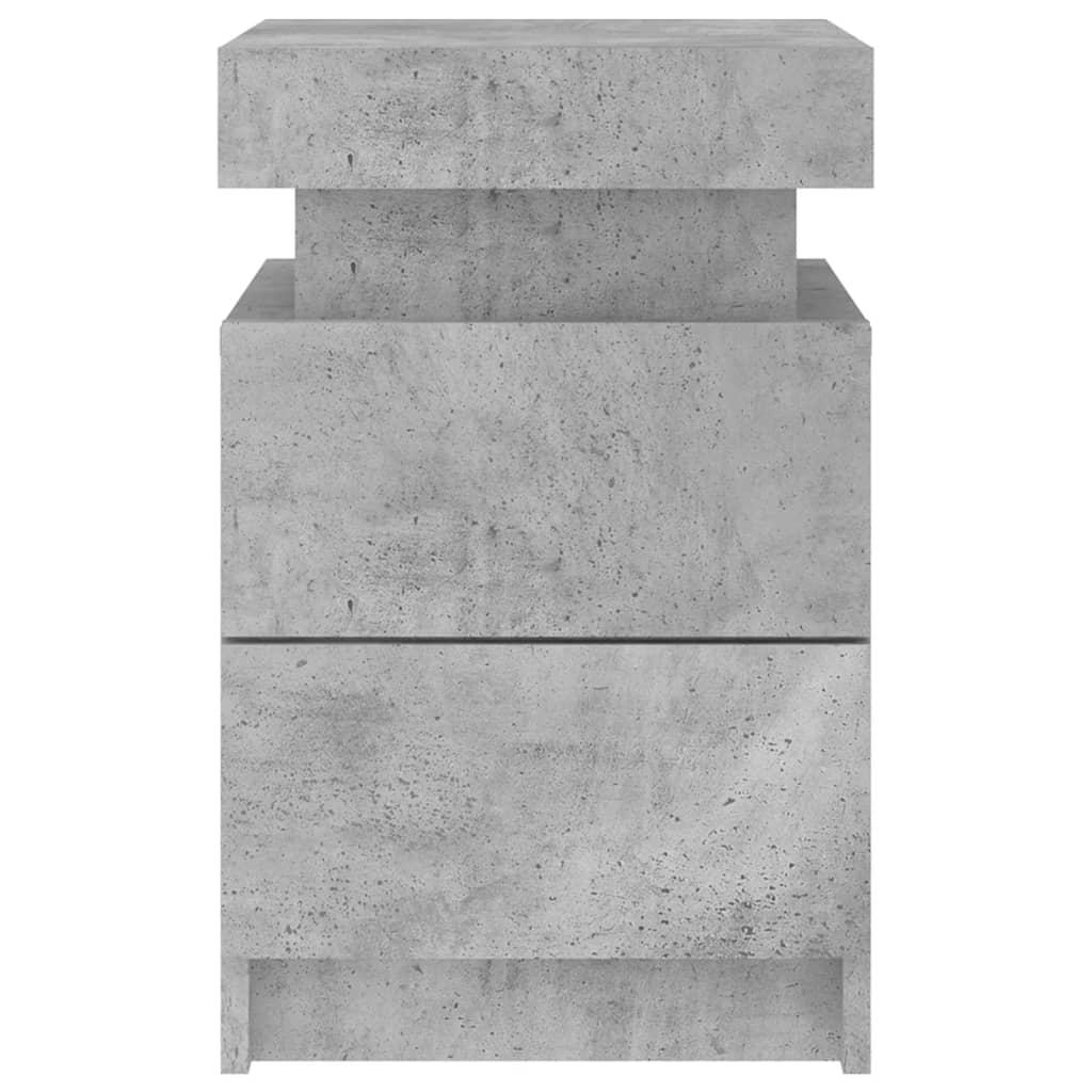 Tables de chevet avec lumières LED 2 pcs gris béton 35x39x55 cm