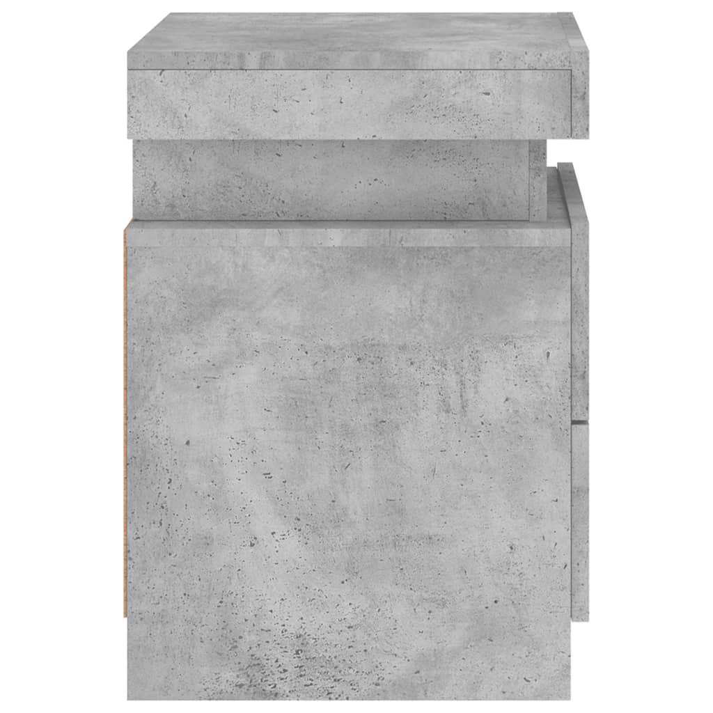 Tables de chevet avec lumières LED 2 pcs gris béton 35x39x55 cm