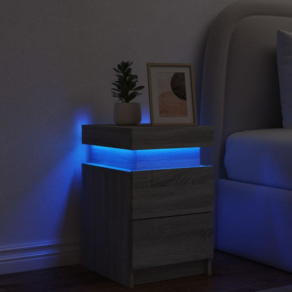 Table de chevet avec lumières LED sonoma gris 35x39x55 cm