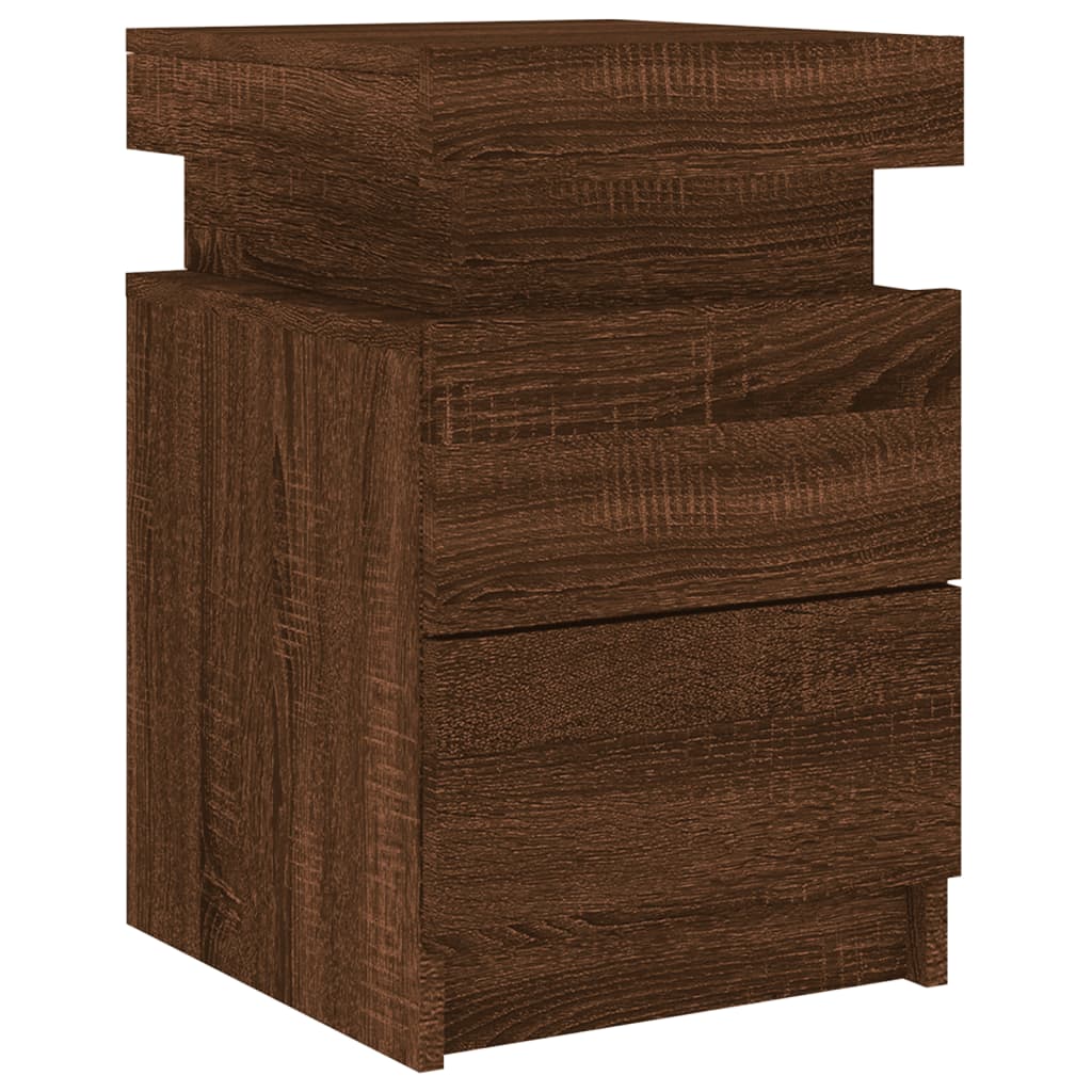 Tables de chevet et lumières LED 2 pcs chêne marron 35x39x55 cm