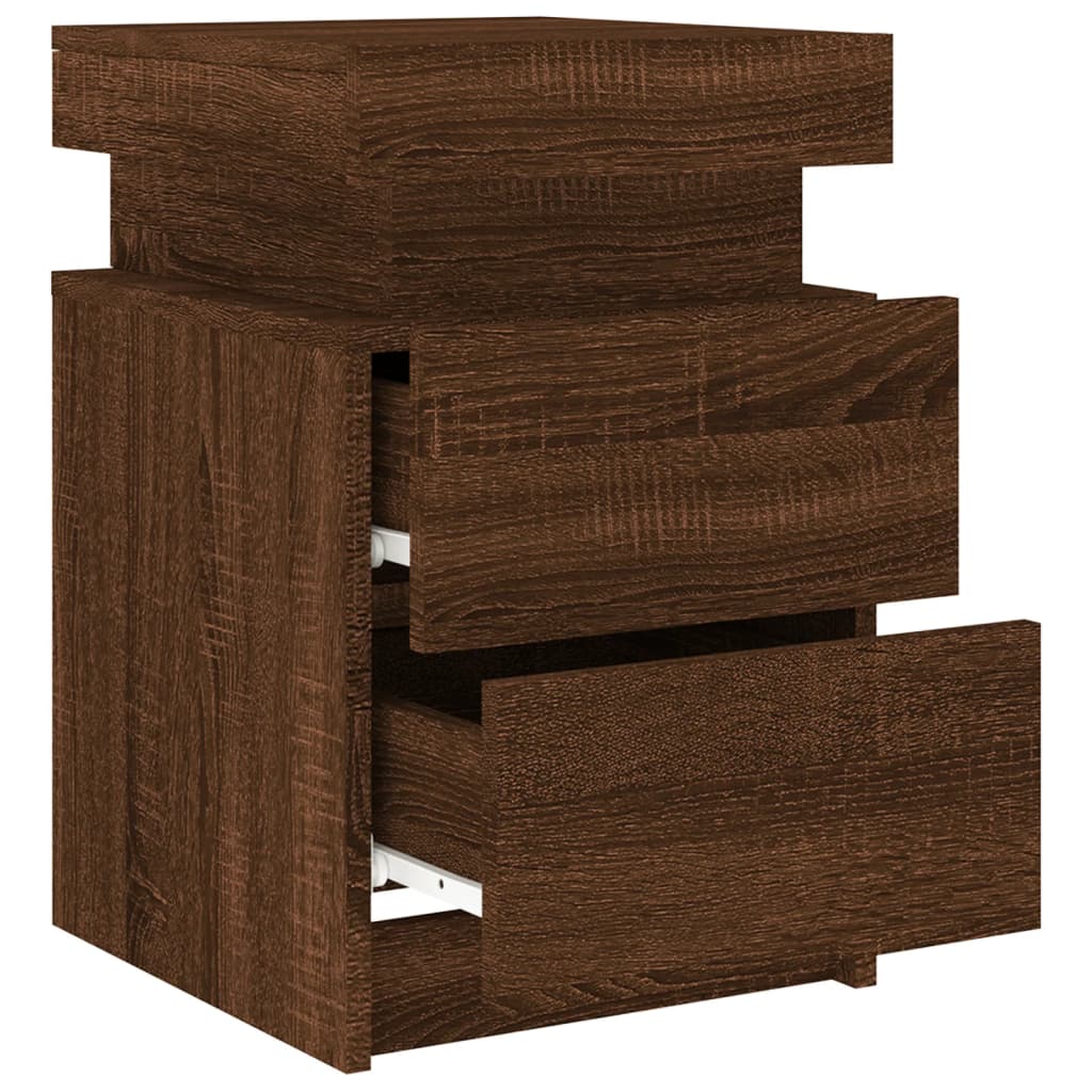 Tables de chevet et lumières LED 2 pcs chêne marron 35x39x55 cm