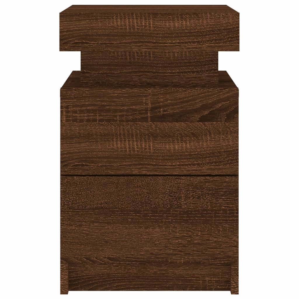 Tables de chevet et lumières LED 2 pcs chêne marron 35x39x55 cm