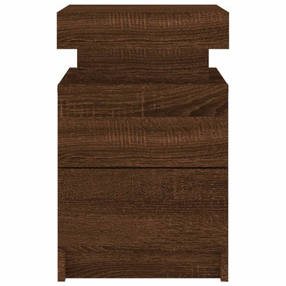 Tables de chevet et lumières LED 2 pcs chêne marron 35x39x55 cm