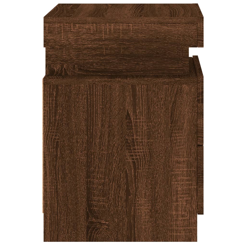 Tables de chevet et lumières LED 2 pcs chêne marron 35x39x55 cm