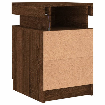 Tables de chevet et lumières LED 2 pcs chêne marron 35x39x55 cm