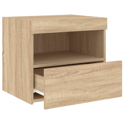 Tables de chevet et lumières LED 2 pcs chêne sonoma 50x40x45 cm