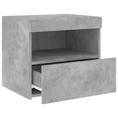 Table de chevet avec lumières LED gris béton 50x40x45 cm