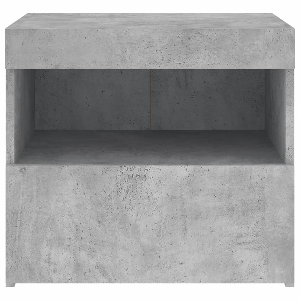 Table de chevet avec lumières LED gris béton 50x40x45 cm