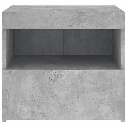 Table de chevet avec lumières LED gris béton 50x40x45 cm