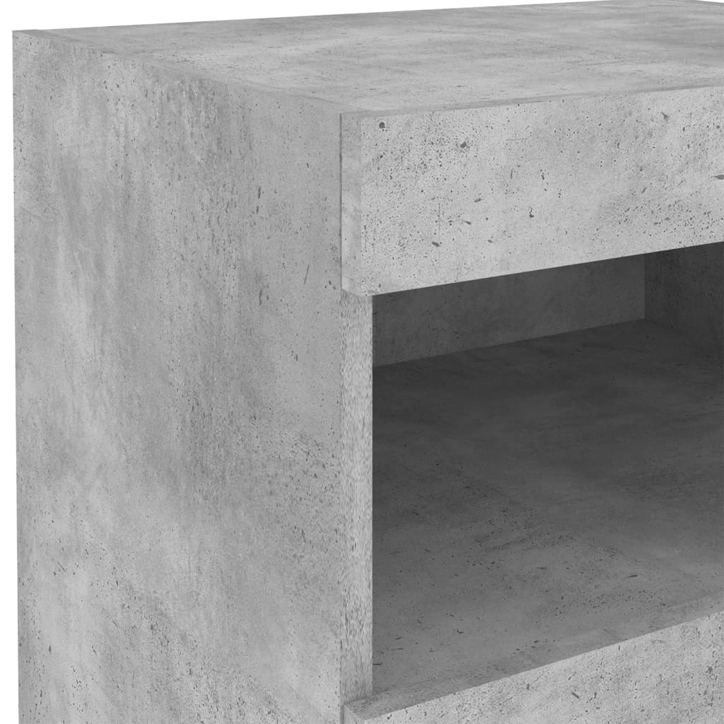 Table de chevet avec lumières LED gris béton 50x40x45 cm