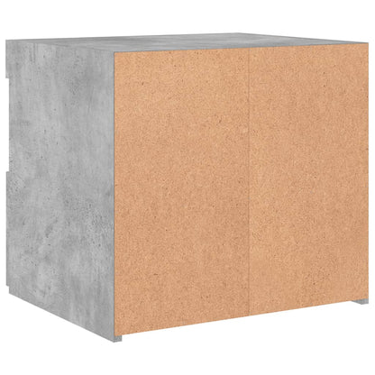 Tables de chevet avec lumières LED 2 pcs gris béton 50x40x45 cm