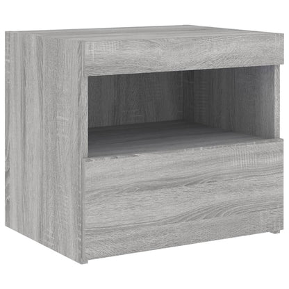 Tables de chevet avec lumières LED 2 pcs sonoma gris 50x40x45cm