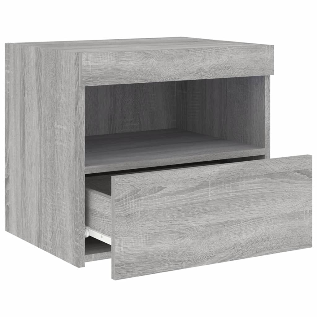 Tables de chevet avec lumières LED 2 pcs sonoma gris 50x40x45cm