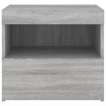 Tables de chevet avec lumières LED 2 pcs sonoma gris 50x40x45cm