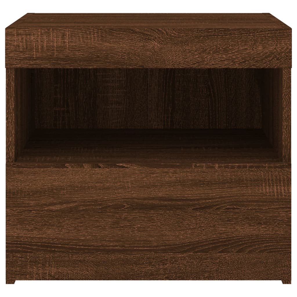 Table de chevet avec lumières LED chêne marron 50x40x45 cm