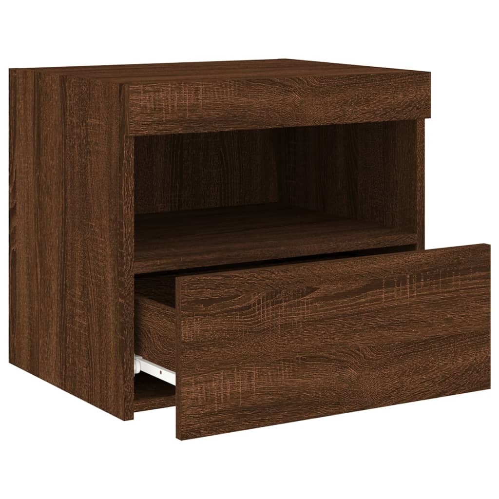 Tables de chevet et lumières LED 2 pcs chêne marron 50x40x45 cm