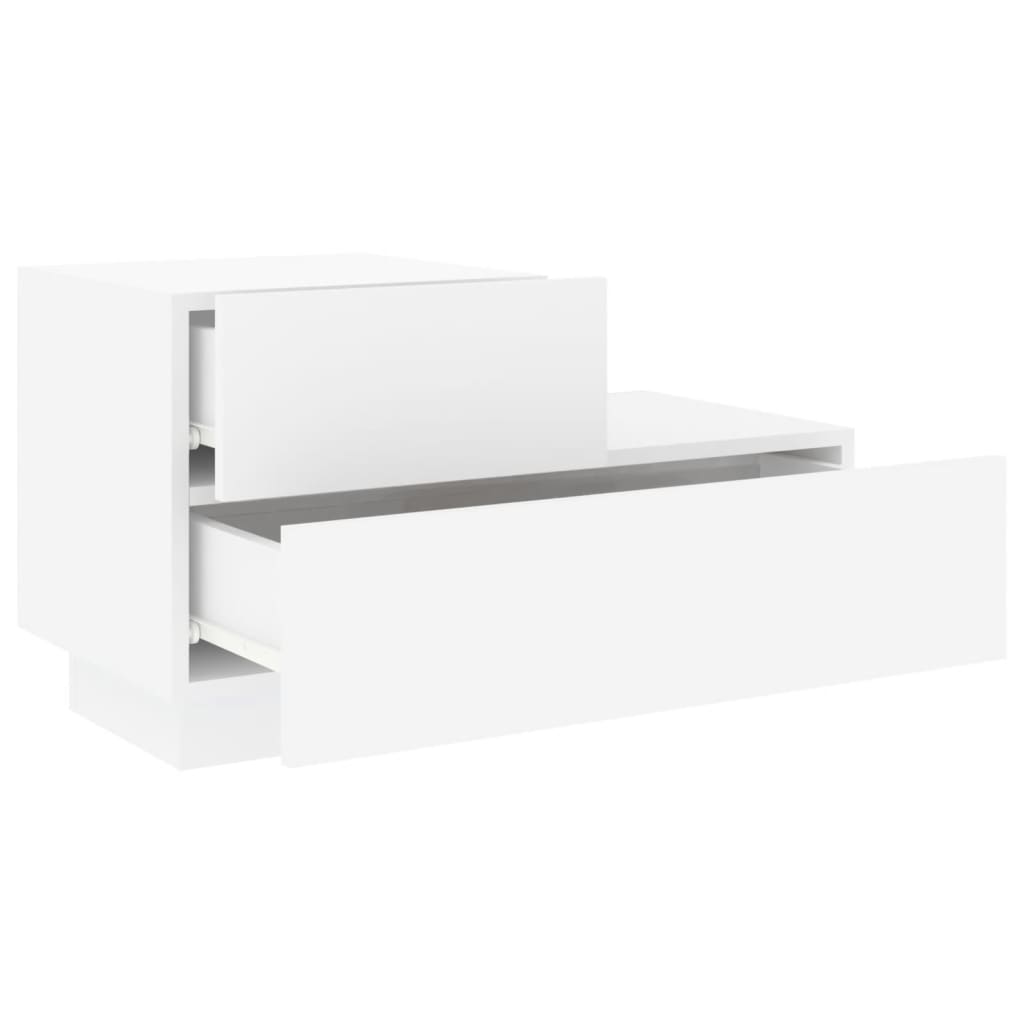 Table de chevet avec lumières LED blanc 70x36x40,5 cm