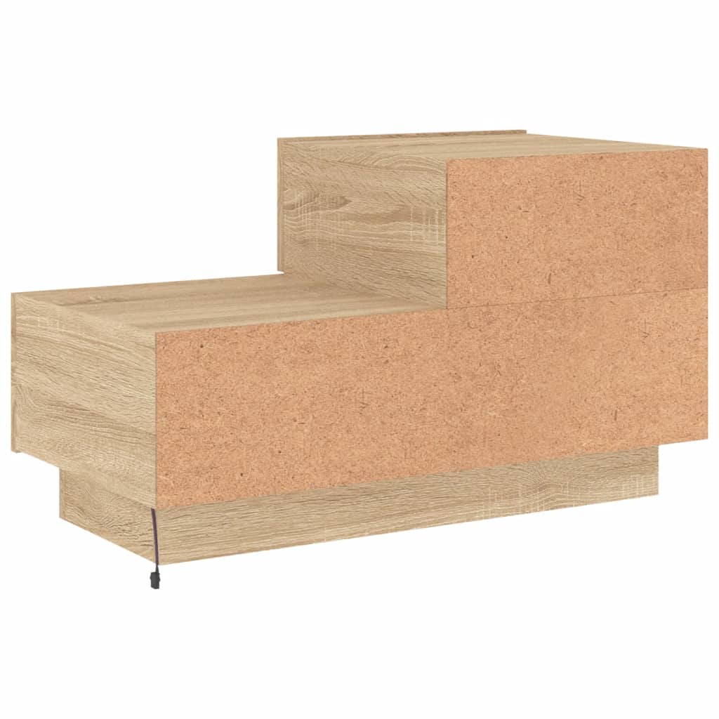 Table de chevet avec lumières LED chêne sonoma 70x36x40,5 cm