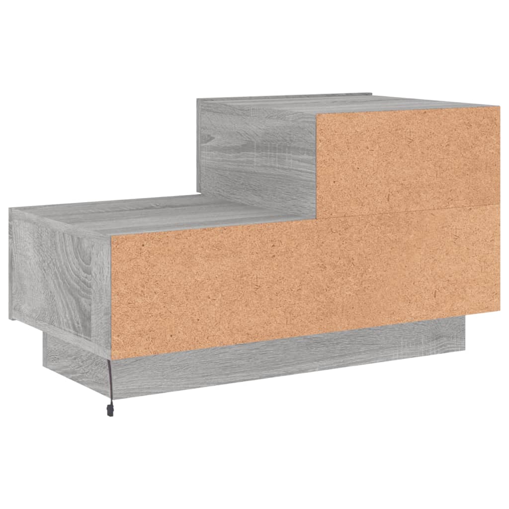 Table de chevet avec lumières LED sonoma gris 70x36x40,5 cm