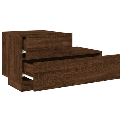 Table de chevet avec lumières LED chêne marron 70x36x40,5 cm