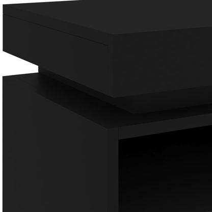 Armoires de chevet avec lumières LED 2 pcs noir 40x39x48,5 cm