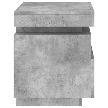 Armoire de chevet avec lumières LED gris béton 40x39x48,5 cm