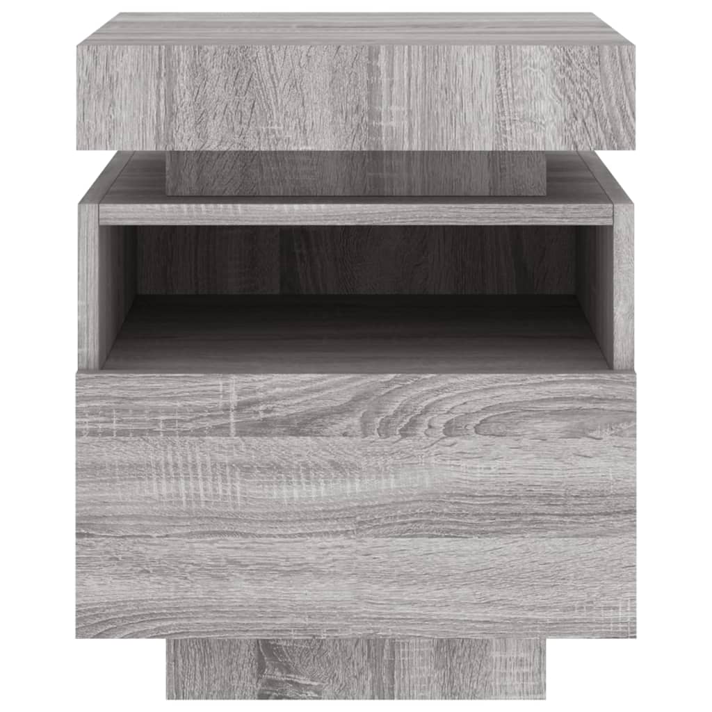 Armoire de chevet avec lumières LED sonoma gris 40x39x48,5 cm