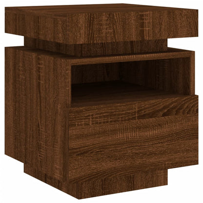 Armoire de chevet avec lumières LED chêne marron 40x39x48,5 cm