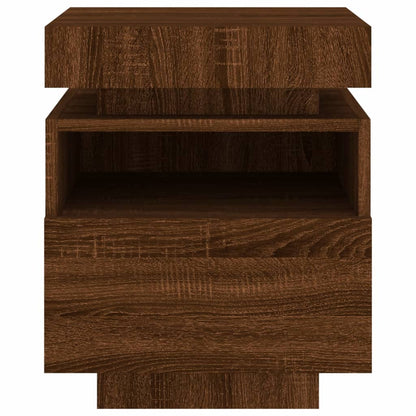 Armoire de chevet avec lumières LED chêne marron 40x39x48,5 cm