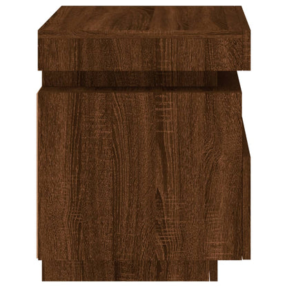 Armoire de chevet avec lumières LED chêne marron 40x39x48,5 cm